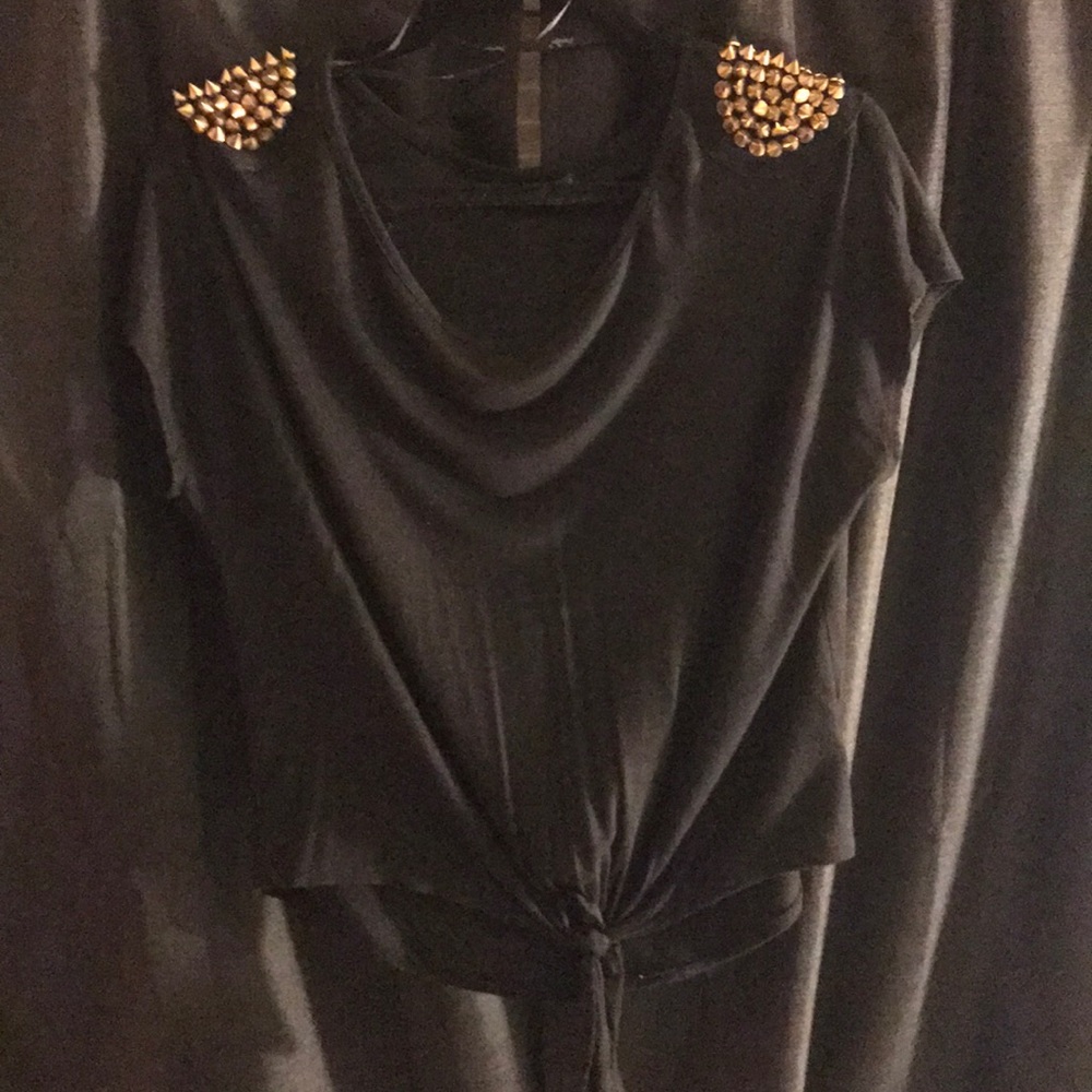 Black Blouse with Studded Shoulders